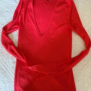 Rag & Bone Red Ribbed Top, NWOT